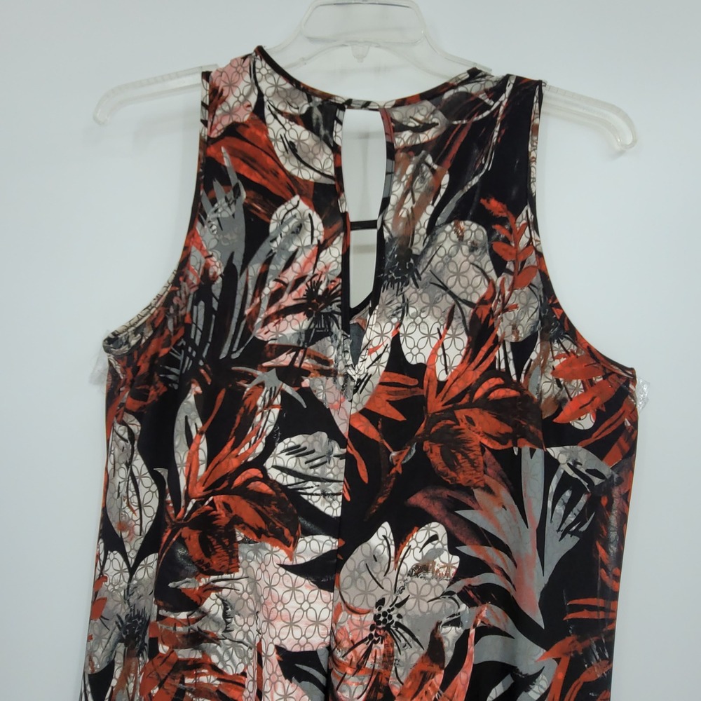 Mlle Gabrielle Women XL Sleeveless Tropical Floral Asymmetrical‎ Boho Midi Dress - Picture 4 of 11